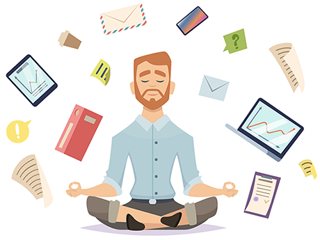 Person meditating in control of their finances
